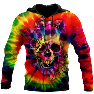 Unisex Hoodie All Over Print Skull Gifts Tie Dye Skulls Unisex Hoodie