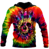 Unisex Hoodie All Over Print Skull Gifts Tie Dye Skulls Unisex Hoodie