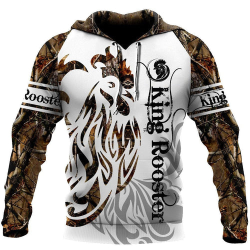 Rooster King Camo Tattoo All Over Print Unisex Hoodie