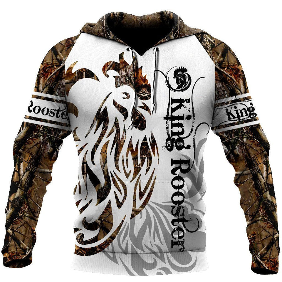 Rooster King Camo Tattoo All Over Print Unisex Hoodie