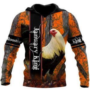 Premium January Rooster All Over Print Unisex Hoodie
