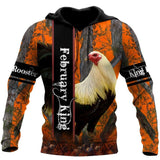 Premium February Rooster All Over Print Unisex Hoodie