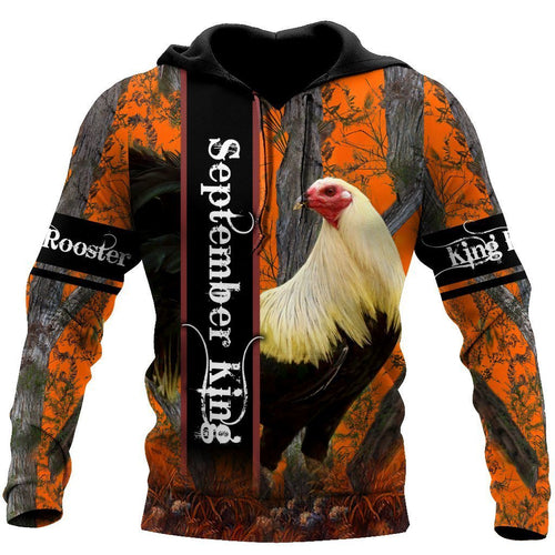 Premium September Rooster All Over Print Unisex Hoodie