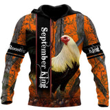 Premium September Rooster All Over Print Unisex Hoodie