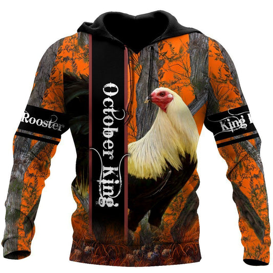 Premium October Rooster All Over Print Unisex Hoodie