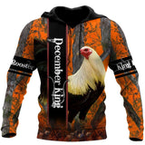 Premium December Rooster All Over Print Unisex Hoodie