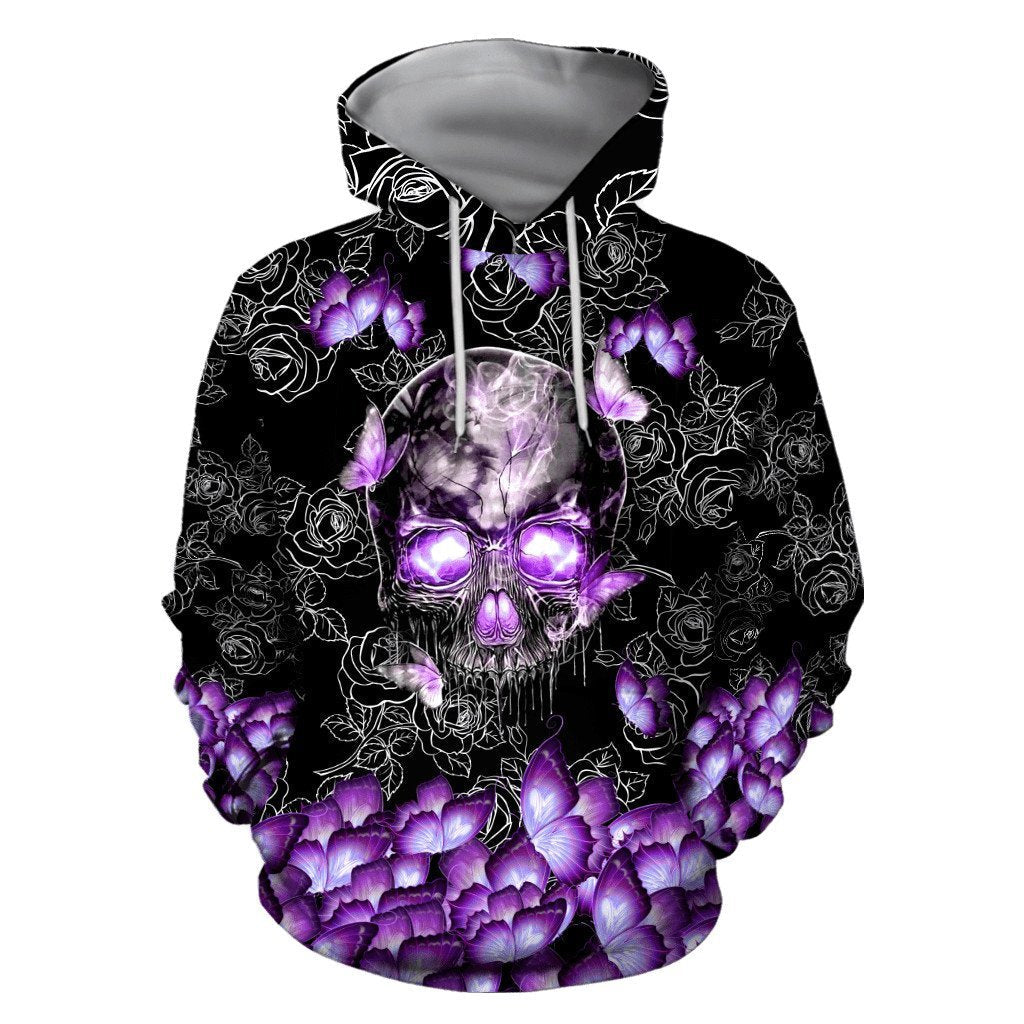 Unisex Hoodie All Over Print Skull Gifts Purple Skull All Over Printed Unisex Hoodie