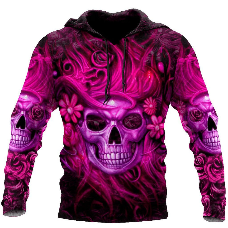 Unisex Hoodie All Over Print Skull Gifts Pink Skull All Over Printed Unisex Hoodie