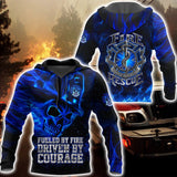 Unisex Hoodie All Over Print Skull Gifts Blue Skull Firefighter Unisex Hoodie