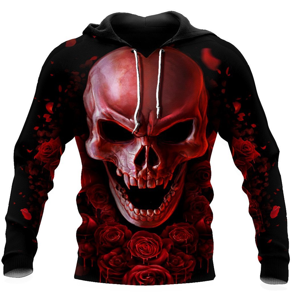 Unisex Hoodie All Over Print Skull Gifts Rose Skull Unisex Hoodie