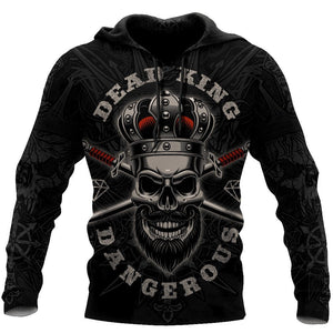 Unisex Hoodie All Over Print Skull Gifts Skull All Over Printed Dead King Unisex Hoodie