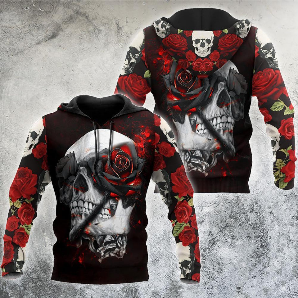 Unisex Hoodie All Over Print Skull Gifts Skull &amp; Rose Unisex Hoodie
