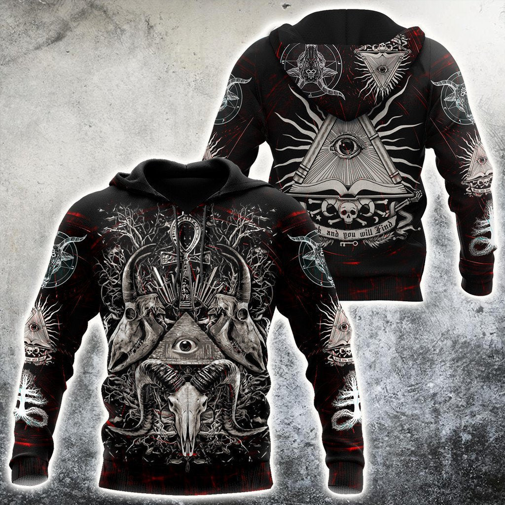 Unisex Hoodie All Over Print Skull Gifts The Eyes Of Skull Satanic Unisex Hoodie