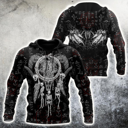 Unisex Hoodie All Over Print Skull Gifts Dreamcatcher Skull Satanic Unisex Hoodie