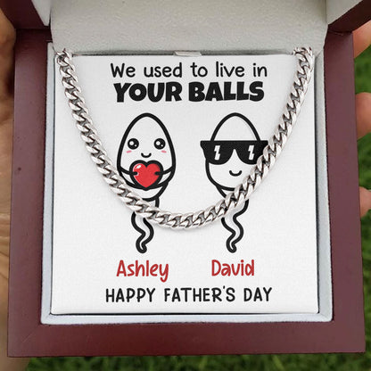 Dad Father Necklace Gift - Little Cute Kids Happy Father's Day Personalized Cuban Link Chain Necklace LX111A