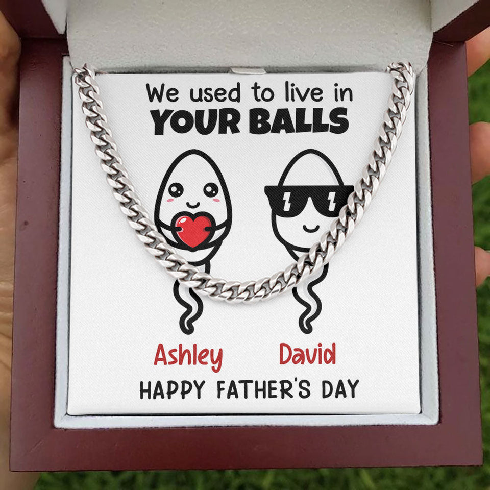 Dad Father Necklace Gift - Little Cute Kids Happy Father's Day Personalized Cuban Link Chain Necklace LX111A