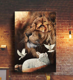 Jesus Beautiful lion lamb and dove - Matte Canvas