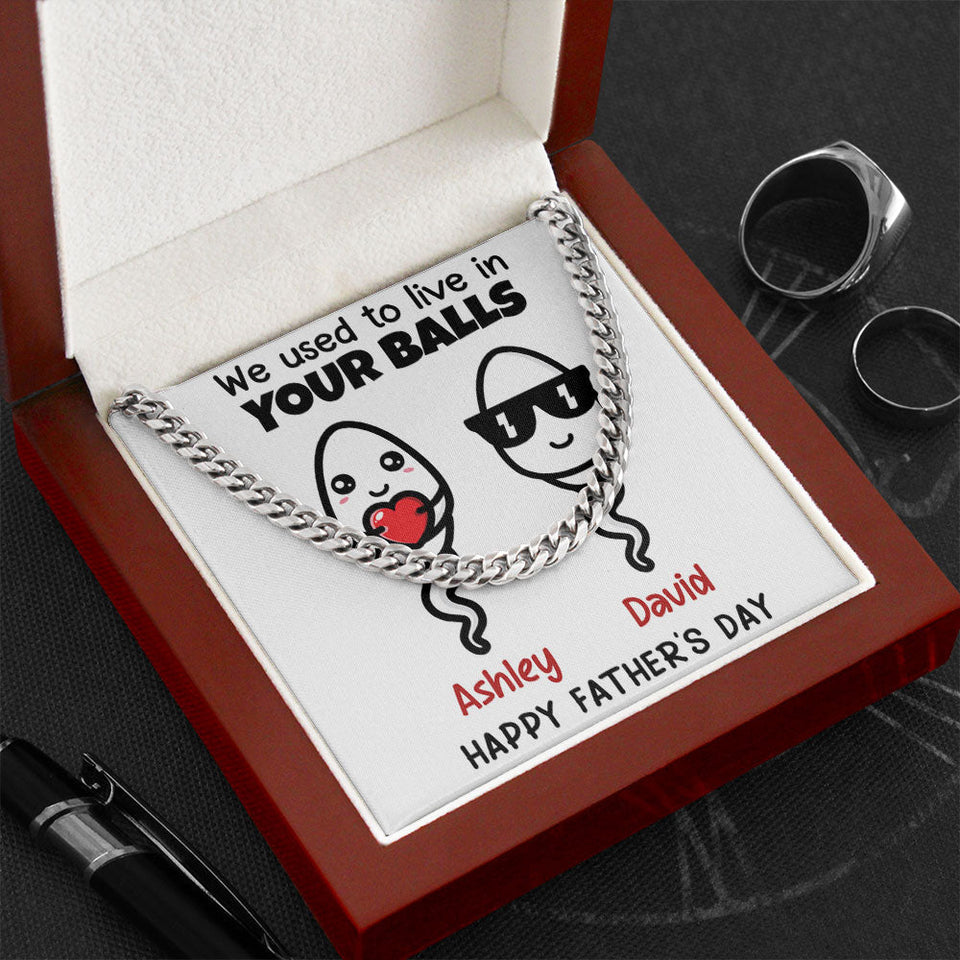 Dad Father Necklace Gift - Little Cute Kids Happy Father's Day Personalized Cuban Link Chain Necklace LX111A