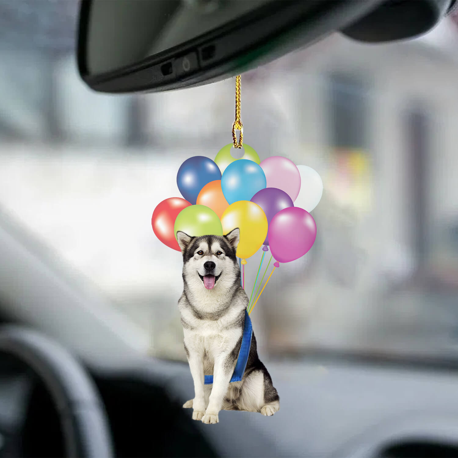 Balloon Dog Ornament Alaskan Malamute Dog Fly With Bubbles Dog Hanging Ornament