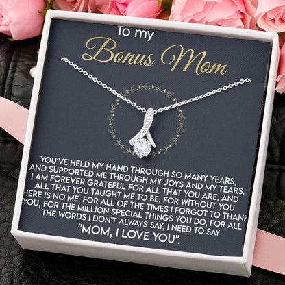 To My Bonus Mom Necklace Gift - Mom, I Love You - Love Knot, Alluring Beauty, Eternal Hope Necklace LX070D