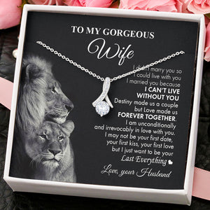 To my Wife Soulmate Necklace - Couple Lion I can't live without you Love  Knot, Alluring Beauty, Sunflower Necklace LX361D