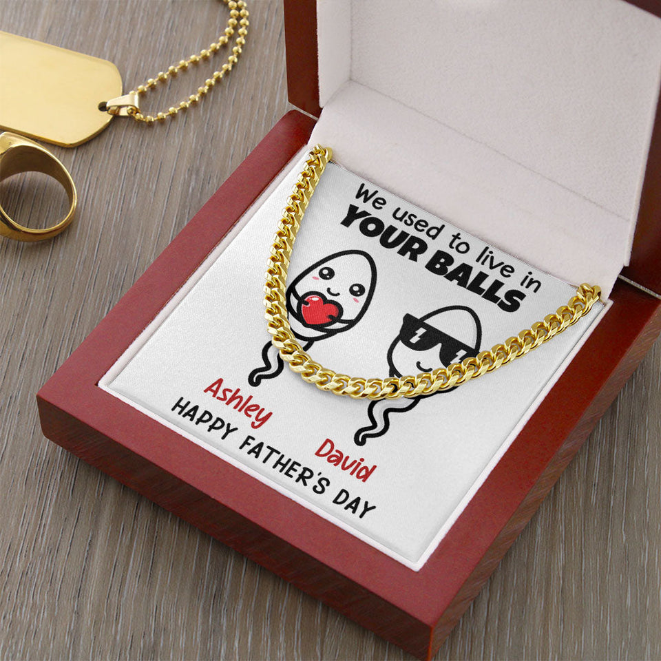 Dad Father Necklace Gift - Little Cute Kids Happy Father's Day Personalized Cuban Link Chain Necklace LX111A