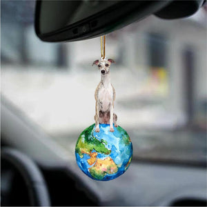 Whippet-Around My Dog-Two Sided Ornament