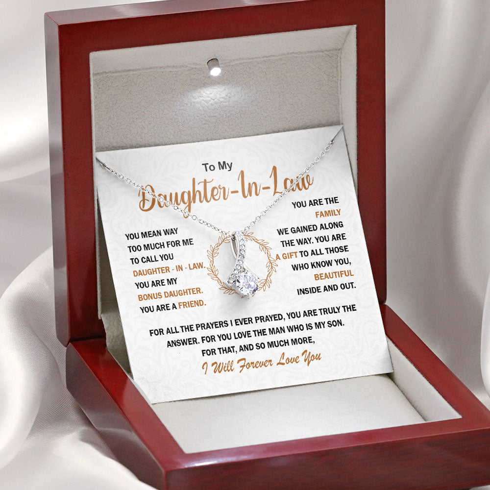To My Daughter-in-law Necklace Gift, You are my bonus daughter, my friend, my family - Love Knot, Alluring, Eternal Hope Necklace LX053D