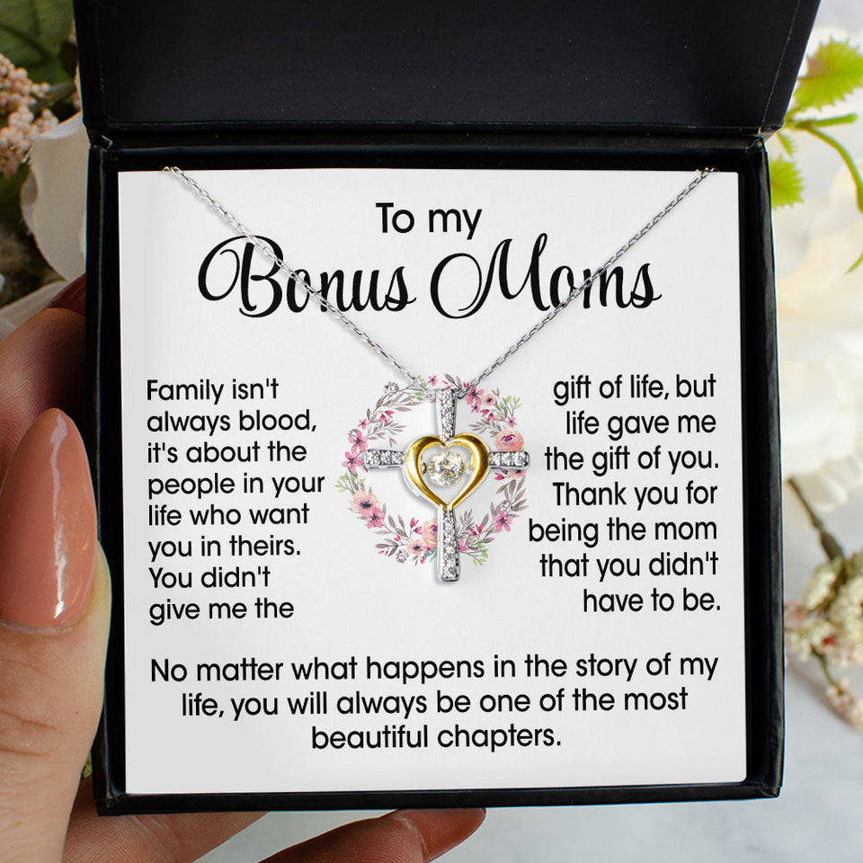 To My Bonus Mom Necklace Gift - Life gave me the gift of you Love Knot, Alluring Beauty, Eternal Hope Necklace LX070C