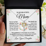 To My Beautiful Mother Necklace Gift From Daughter Son - You're my first teacher Love Knot, Alluring Beauty Necklace LX067C
