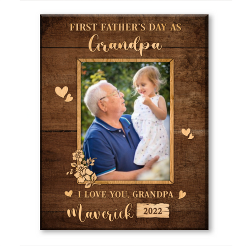 Father’s Day Gift First Father’s Day Picture Canvas First Fathers Day as Grandpa Gift Personalized First Father’s Day Gift