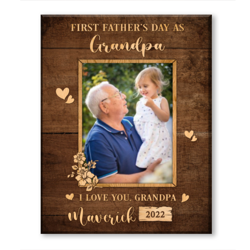 Father’s Day Gift First Father’s Day Picture Canvas First Fathers Day as Grandpa Gift Personalized First Father’s Day Gift