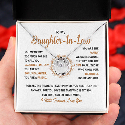To My Daughter-in-law Necklace Gift, You are my bonus daughter, my friend, my family - Love Knot, Alluring, Eternal Hope Necklace LX053D