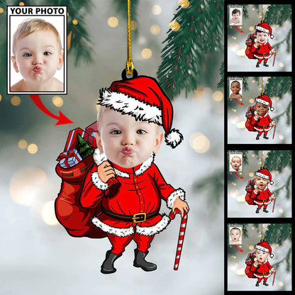 Baby Santa Cute Custom Photo Face Ornament Christmas