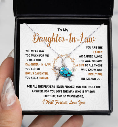 To My Daughter-in-law Necklace Gift, You are my bonus daughter, my friend, my family - Love Knot, Alluring, Eternal Hope Necklace LX053D