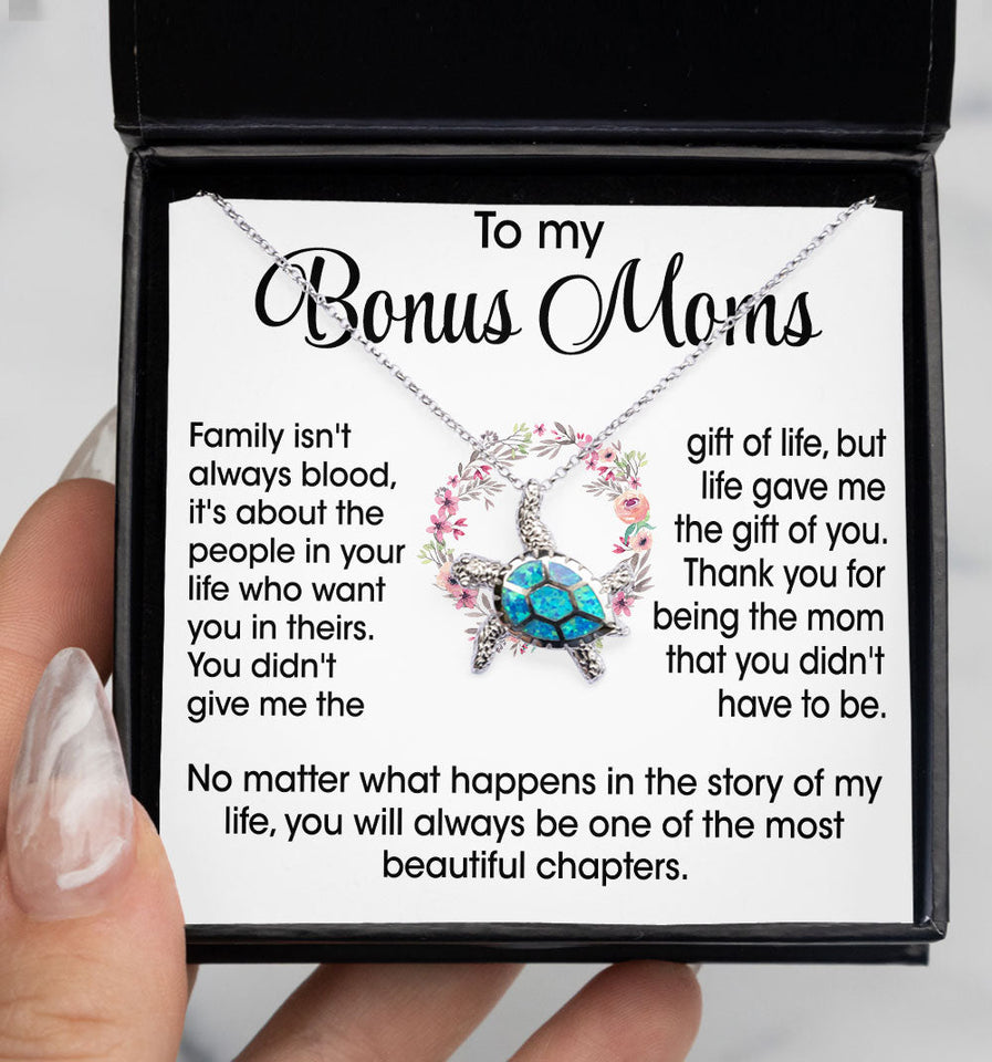 To My Bonus Mom Necklace Gift - Life gave me the gift of you Love Knot, Alluring Beauty, Eternal Hope Necklace LX070C