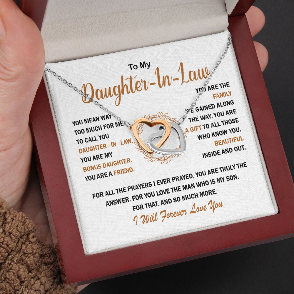 To My Daughter-in-law Necklace Gift, You are my bonus daughter, my friend, my family - Love Knot, Alluring, Eternal Hope Necklace LX053D