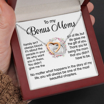 To My Bonus Mom Necklace Gift - Life gave me the gift of you Love Knot, Alluring Beauty, Eternal Hope Necklace LX070C