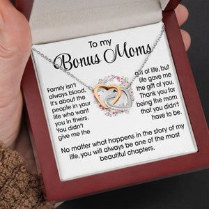 To My Bonus Mom Necklace Gift - Life gave me the gift of you Love Knot, Alluring Beauty, Eternal Hope Necklace LX070C
