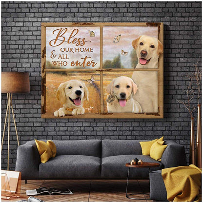 Window Labrador Retrievers Bless Our Home And All Who Enter Canvas Wall Art