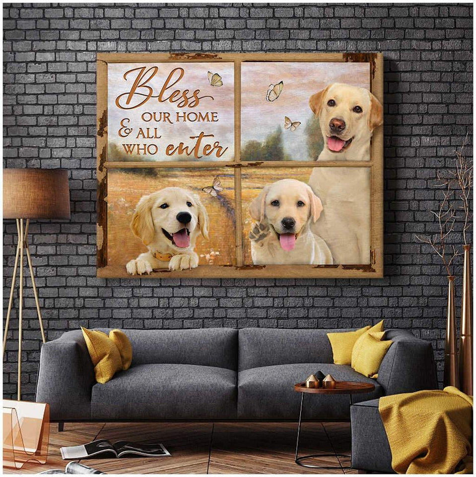 Window Labrador Retrievers Bless Our Home And All Who Enter Canvas Wall Art