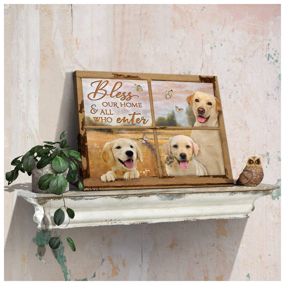Window Labrador Retrievers Bless Our Home And All Who Enter Canvas Wall Art