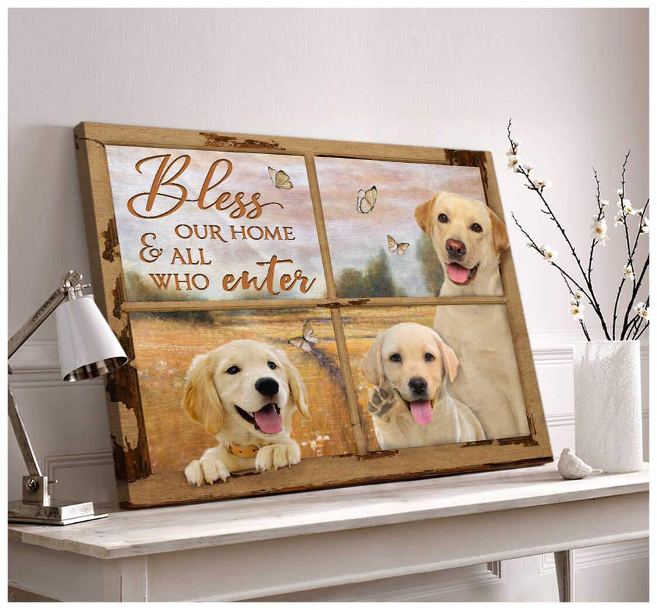 Window Labrador Retrievers Bless Our Home And All Who Enter Canvas Wall Art