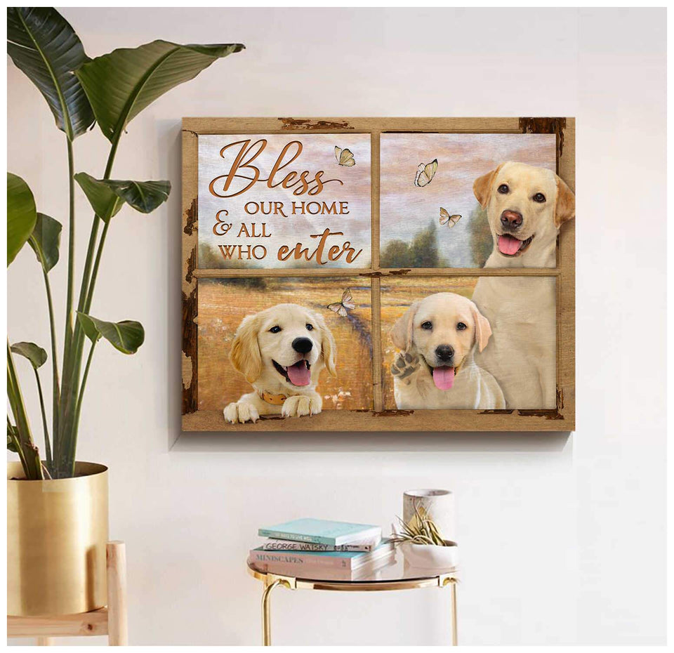 Window Labrador Retrievers Bless Our Home And All Who Enter Canvas Wall Art