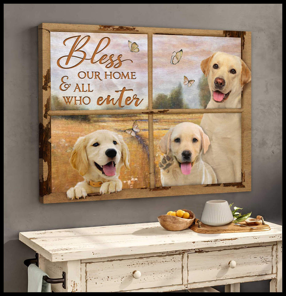 Window Labrador Retrievers Bless Our Home And All Who Enter Canvas Wall Art