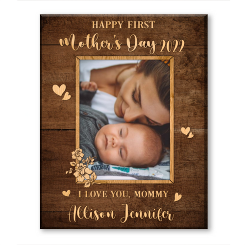 First Mother’s Day Picture Canvas, Personalized First Mother’s Day Gift From Baby, Mother’s Day 2022 Gift New Mom, 1st Mother’s Day Gift