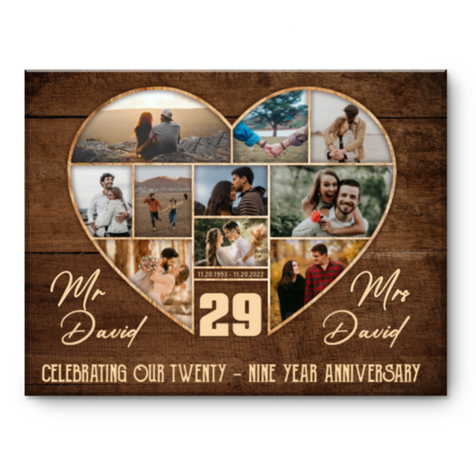 29th Wedding Anniversary Present, Gift For 29th Anniversary, Heart Shape Photo Collage