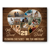 29th Wedding Anniversary Present, Gift For 29th Anniversary, Heart Shape Photo Collage