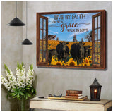 Window Farm Angus Cows Live By Faith Canvas Wall Art