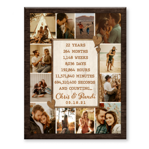 22nd Anniversary Photo Collage Canvas, Custom 22 Year Anniversary Gift